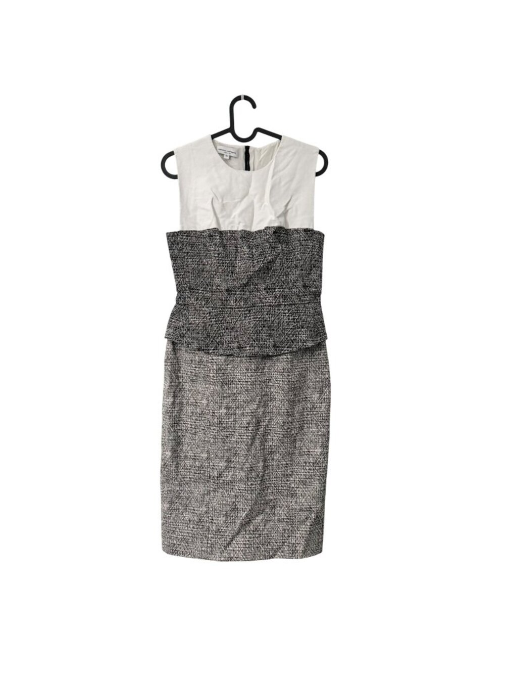 Narcisco Rodriguez Ivory Black Peplum Sleeveless Sheath Dress Womens Size 46